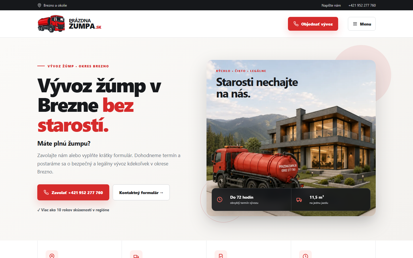 Náhľad úvodnej stránky webu Prázdna žumpa